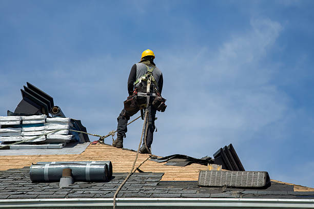 Professional Roof Replacement technician working in Hall, NY